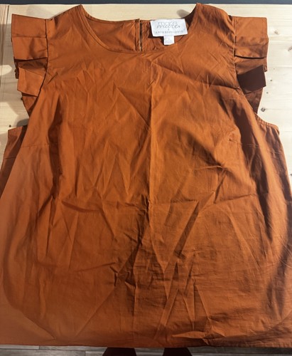 mare mare x Anthropologie Orange Cotton Ruffle Sleeve Short A-Line Dress S