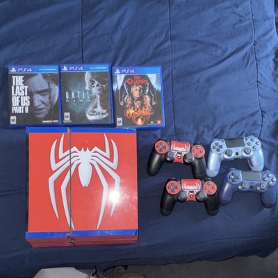 Sony PS4 Pro Spiderman Limited Edition Console w/ 4 Controllers & 3 Games