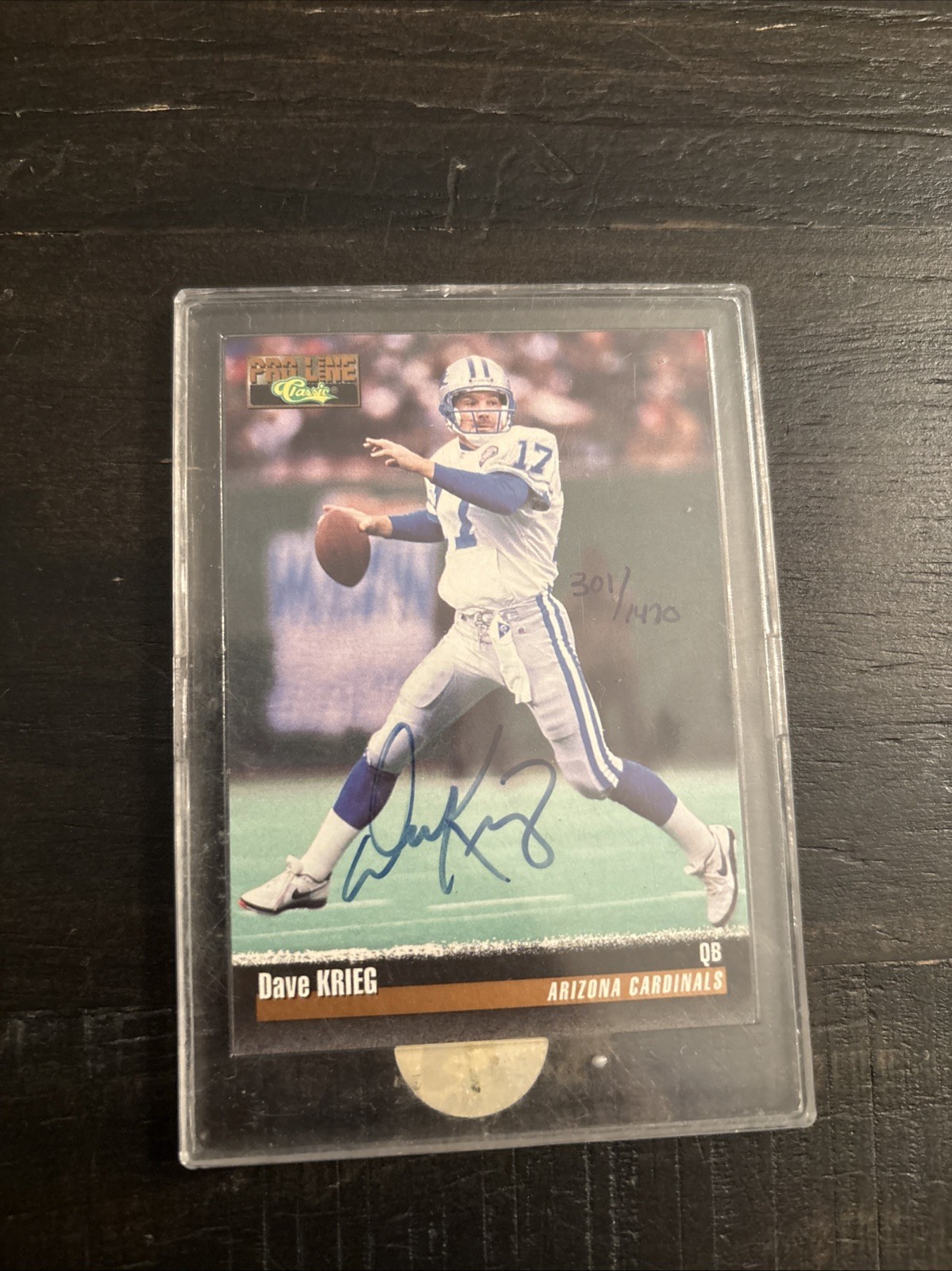 1995 Pro Line Dave Krieg Autograph Auto /1470 Arizona Cardinals U8020