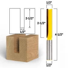1/2" Diameter X 2-1/2" Height Straight Router Bit - 1/2" Shank - Yonico 14027