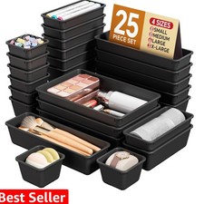 25 PCS Plastic Drawer Organizers Set, 4 Sizes Vanity Organizer, Makeup and De...