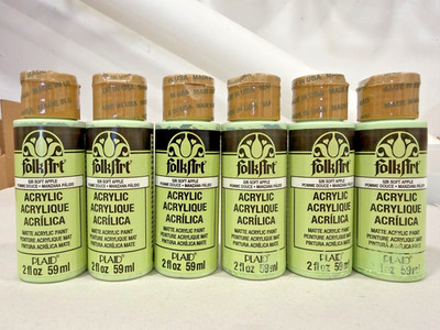 FolkArt Acrylfarbe weich apfelgrün 59ml x 6 Flaschen Bastellackauflösung