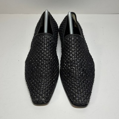 Cesare Paciotti Woven Loafers Mens 8 Black Italian Leather  display picture 2