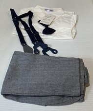 Boys' Set with Shirt, Pant, Suspenders, and Bow Tie Navy and White