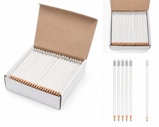 100 Matite Bianche con Gomma HB in Legno Nuove Scuola Ufficio Disegno Lotto