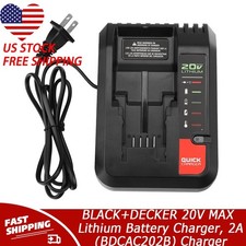 Fast Charger For BLACK DECKER 20V MAX Lithium Battery Charger, 2 Amp BDCAC202B 