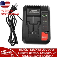 Fast Charger For BLACK+DECKER 20V MAX Lithium Battery Charger, 2 Amp (BDCAC202B)