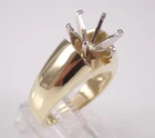 Estate Vintage Semi Mount Solitaire Engagement Ring 14K Yellow Gold Plated