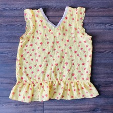 Blusa Bongo gialla floreale rose scala-pizzo orlo e pizzo scollo a v popeline taglia large