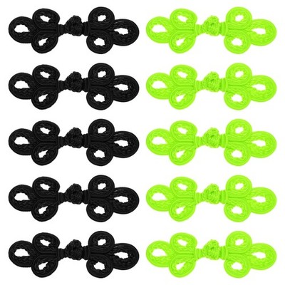 10pcs Chinese Knots Frog Buttons Closure Green/Black Sewing Fasteners