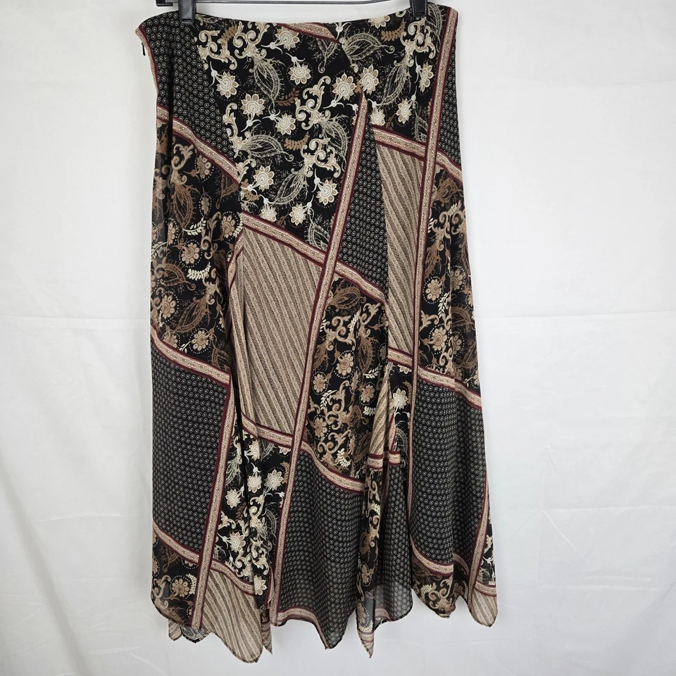 复古 Emma James 女式 12 码波西米亚拼布长裙 Y2K 手帕下摆 — 第 4/4 张图片