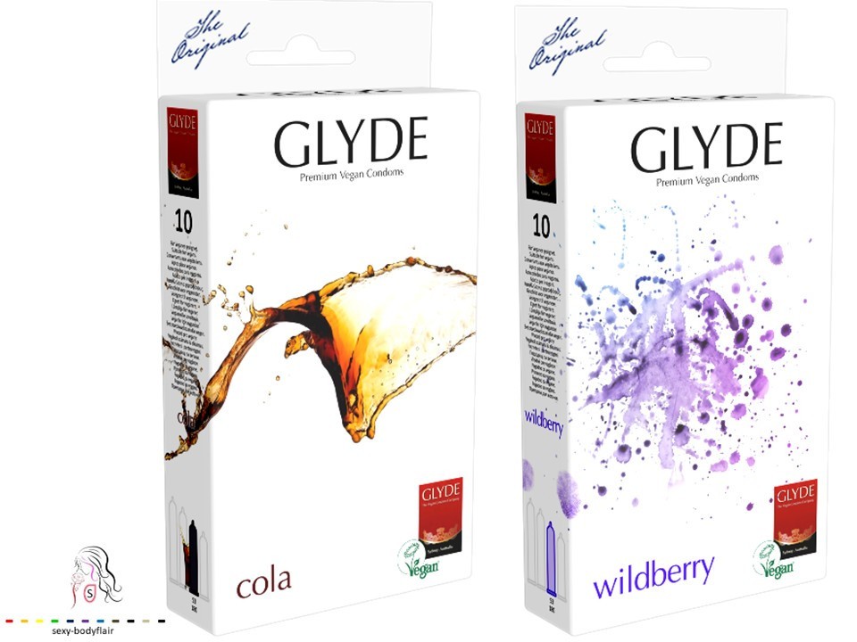 ♥ 20 GLYDE Kondome Cola + Wildberry vegane 53mm Condome