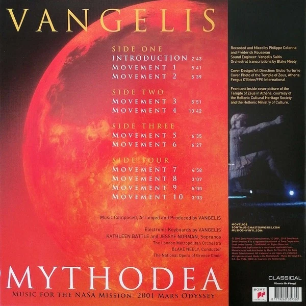 VANGELIS " MYTHODEA " SEALED EURO 180 GRAM ** CLEAR ** 180 GRAM VINYL LP NUMBERD - Image 2 of 2