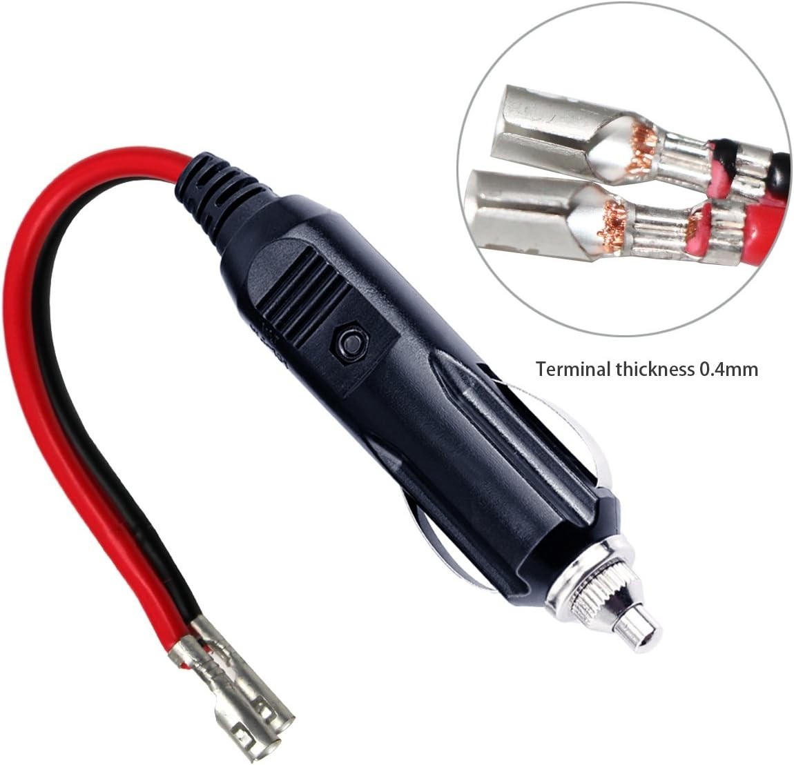 Universal 12V Male Cigar Lighter Plug for Cars - 15A with LED Power Indicator