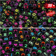 Amaney 800Pcs 6 6Mm Black Square Acrylic Alphabet Letter Beads A-Z Include 100Pc