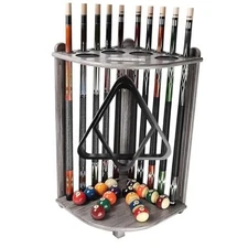  Corner-Style Floor Stand Billiard Pool Cue Brushed Grey 10 Cue, Corner Rack