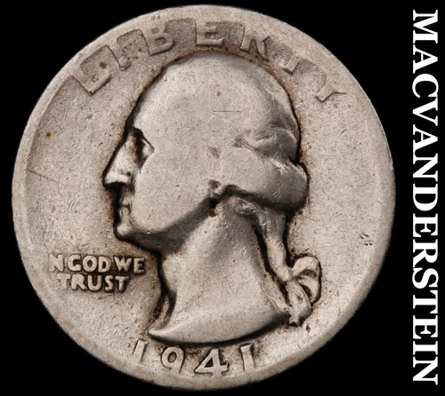 1941-S Washington Quarter- Silver- Scarce Better Date No Reserve #J3360