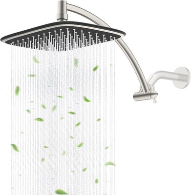 Rain Shower Head with 12'' Shower Extension Arm, 10'' High Pressure Boosting