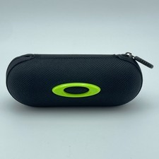 OAKLEY Small Sunglasses Case Black Green Logo Zipper RX Frames Sports 6x2.5