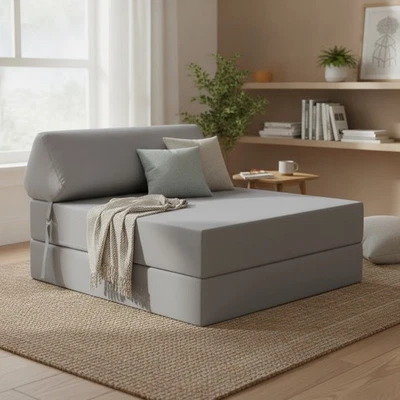 Canapé-lit pliable en mousse Z Bed pour enfants et adultes gris - Photo 1/4