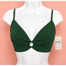 NWT Aerie Ribbed Plunge Green Bra Bralette Crop Top XS