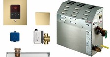 Mr. Steam MS225E Steam Bath Generator with Square Butler Package in Satin Brass