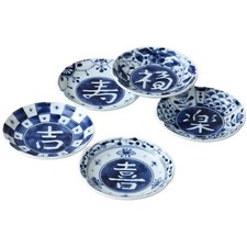 Ale-Net Small Plates, Set Of 5, Diameter 12Cm X Height 2.4Cm, Indigo Dyeing Wor_