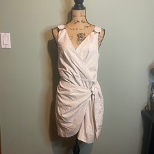 NWT Fashion Nova Party Cocktail Swept Off The Dune Mini Wrap Dress Beige Medium