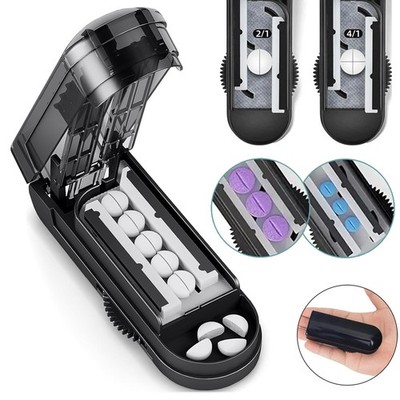 Pill Tablet Cutter Splitter Blade Box Case For Small / Large Pills Fast Easy Cut