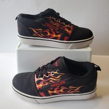 Heelys Trainers Skates Flames Fire Black 1 Wheel Kids UK 3 Great Condition