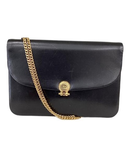 Christian Dior Chain Shoulder Bag Black Gold Women's Used From Japan