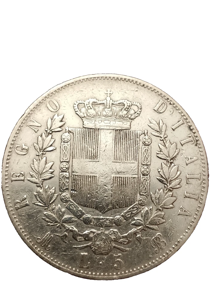 MILANO SCUDO DA  5 LIRE 1975 ARGENTO 40MM. VITTORIO EMANUELE II. - Imagen 2 de 2