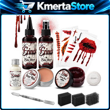 Halloween SFX Makeup Kit - Pack 3, Spray Dripping Fake Blood, Scar Wax, Liquid