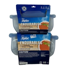 NEW Lot 2 Ziploc Endurables Medium Pouch Reusable Silicone Bag Food Storage 32oz