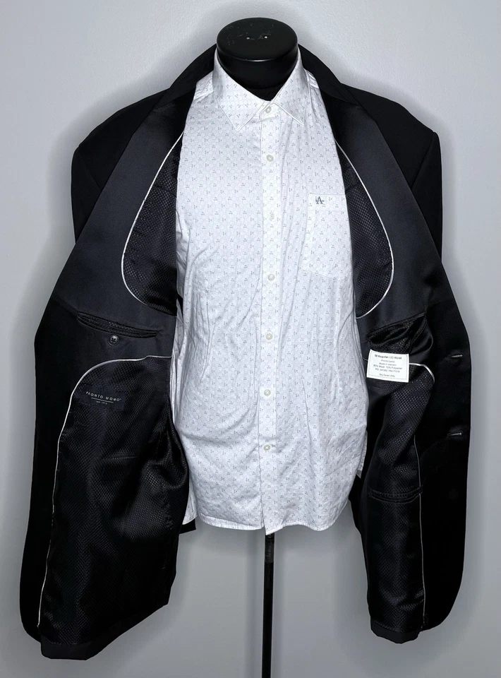 Pronto Uomo 58R 53x26 (+2") Black Wool Mens Coat Jacket Pants Suit Tuxedo Tux - Image 2 of 4
