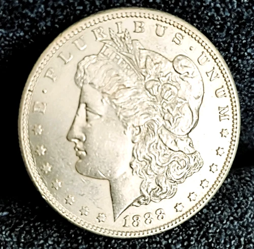 1888 S Morgan Dollar MS+ Great Eye Appeal Excellent Strike. 100% Original White