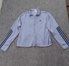 Adidas Track Jacket Mens Large Purple Lavender Full Zip Stripes Logo Athletic