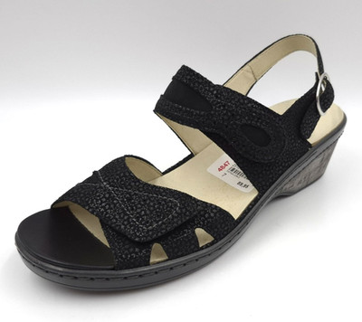 Waldläufer HETTA Schwarz Gr. 40,5 Damen Leder Sandalen UVP: 99,95  (5705)