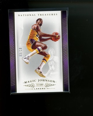 2014-15 Panini National Treasures Gold #98 Magic Johnson #d 3/10