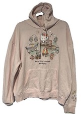 Hello Kitty Friends Sweatshirt Pink Hoodie Go Camping Pocket Graphic XL Read