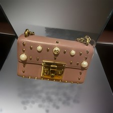 Gucci pink pearl studded padlock shoulder bag