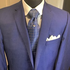 Men’s Two Piece Blue Suit M&S Autograph 42R 36W 29L Worsted Beautifully Tailored