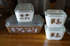Vintage Pyrex Early American Refrigerator Set 501 502 503 - Excellent Condition