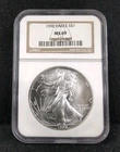 1990 $1 American Silver Eagle Coin .999 Fine NGC MS69 7896