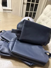 5 Beautiful Blue Cosmetics Bags As Shown With Zipper 