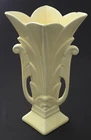 RumRill Ohio Art Pottery M5 Shawnee Pottery 13" matte yellow art deco vase