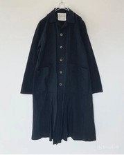 ICHI Antiquites Linen Cotton Pintuck Long Coat Black Oversized Japan Brand