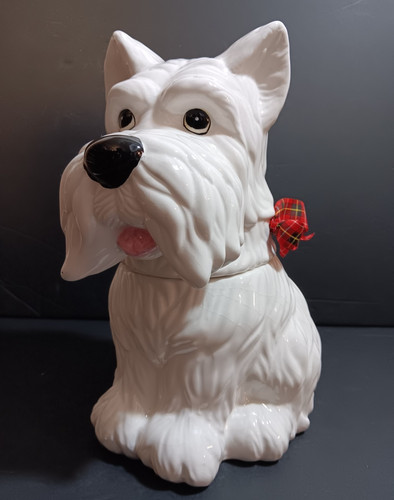 Sleigh Bell Bistro - White Scottie Dog Cookie or Treat Jar - 11.5” Tall Cute!