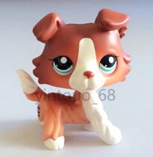 LPS #1542 Littlest Pet Shop Red Brown Collie Dog Puppy Blue Eyes Figure Toy