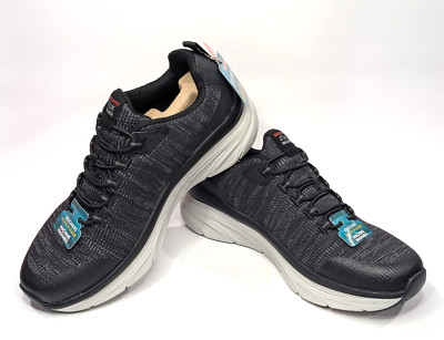 Skechers D'Lux Walker Pensive Black/White Slip-On Men's Sneakers-Asst Sz X-WIDE